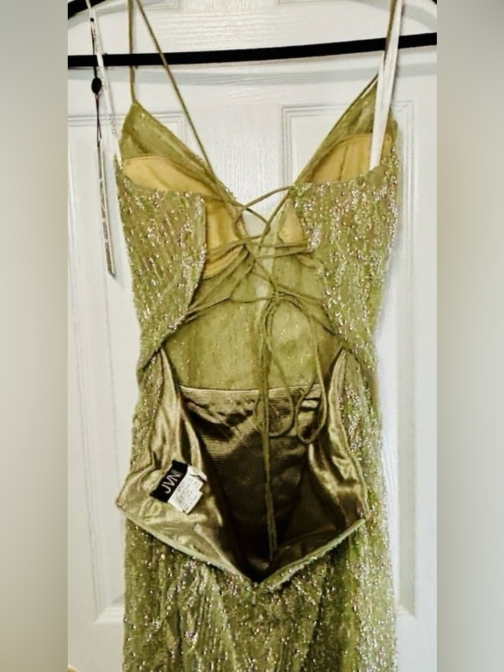 NWT JOVANI Sz 12 Olive Back Zip Lined Sm Train #39292 - Picture 7 of 13